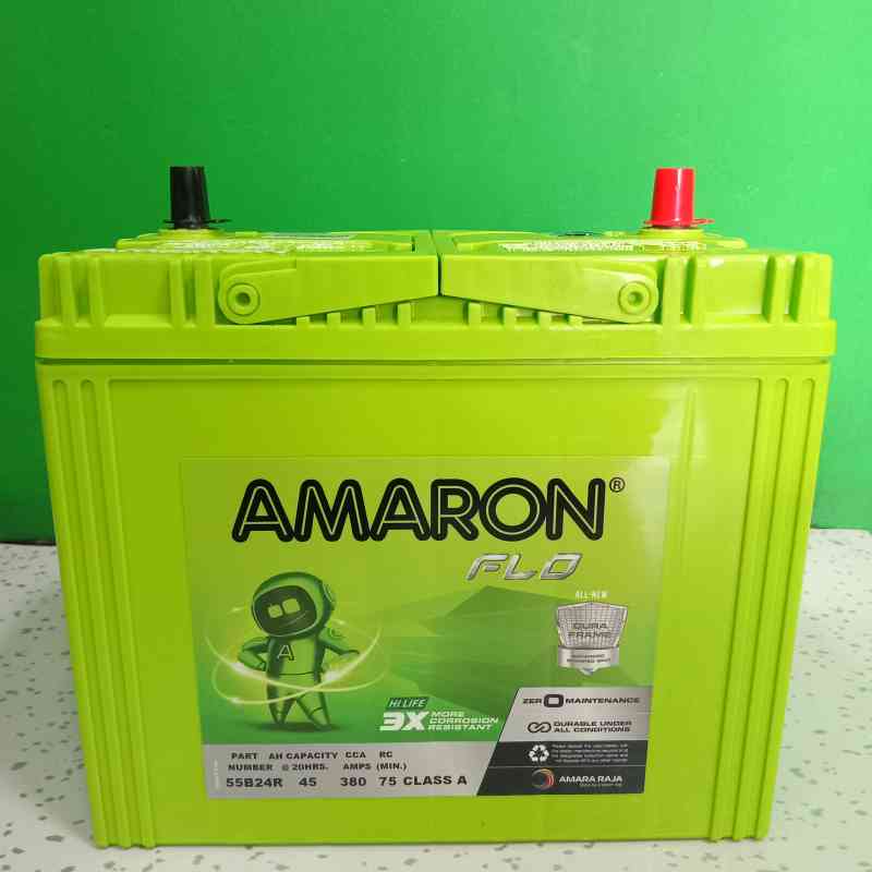 Aki Mobil Flo 55B24R 45 AH Car ACCU Amaron