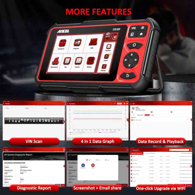 Ancel DS300 OBD2 All System Scan Tool 28++ Spesial Reset Funcition