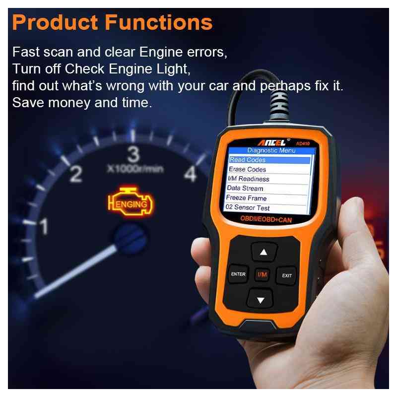 Ancel AD410 Professional Battery Tester and OBD2 Code Reader 2 in 1