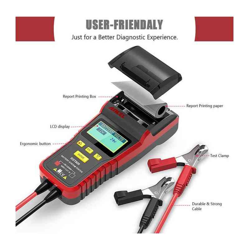 ANCEL BST500 12V 24V Car Battery Tester With Printer