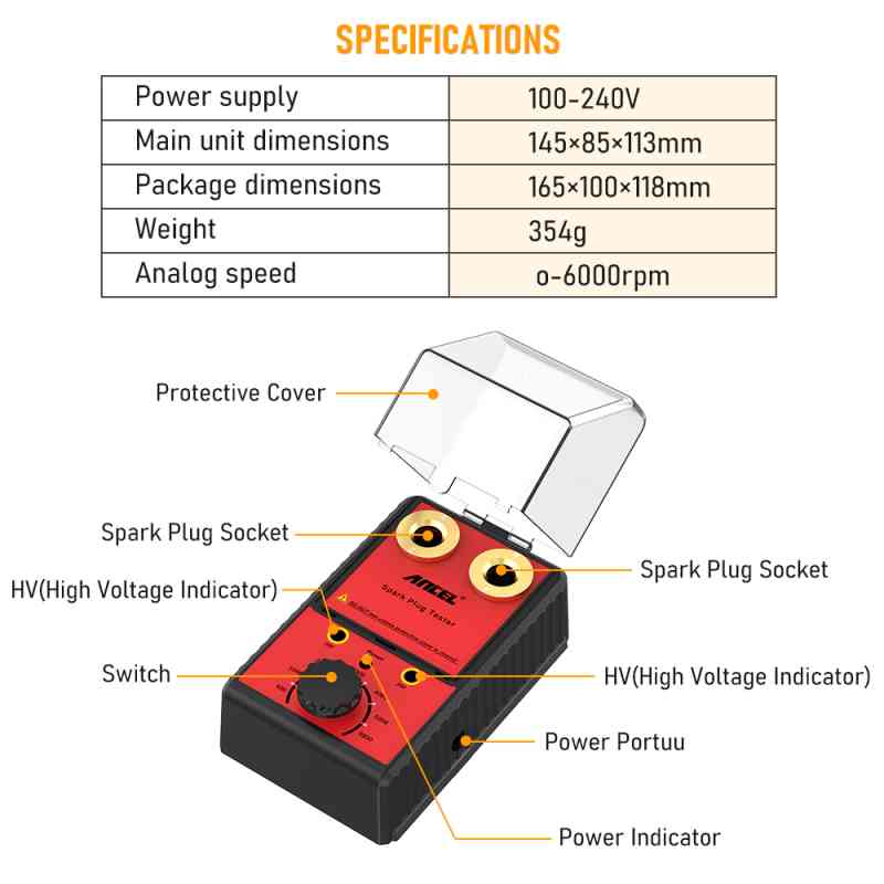Ancel 100V 240V Automotive Spark Plug Tester Tools