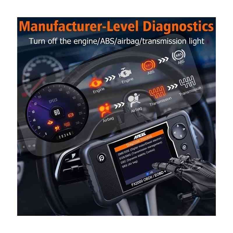 Ancel FX2000 OBD2 Scanner with 4-System Diagnostic 46+ Car Brand