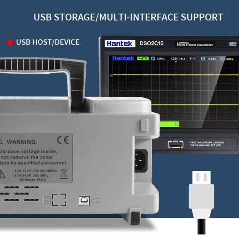 Oscilloscope Hantek DS02C10 | 2CH+1CH | 100MHz | 1GSa/s | 8M Storage | Dilengkapi Signal Generator