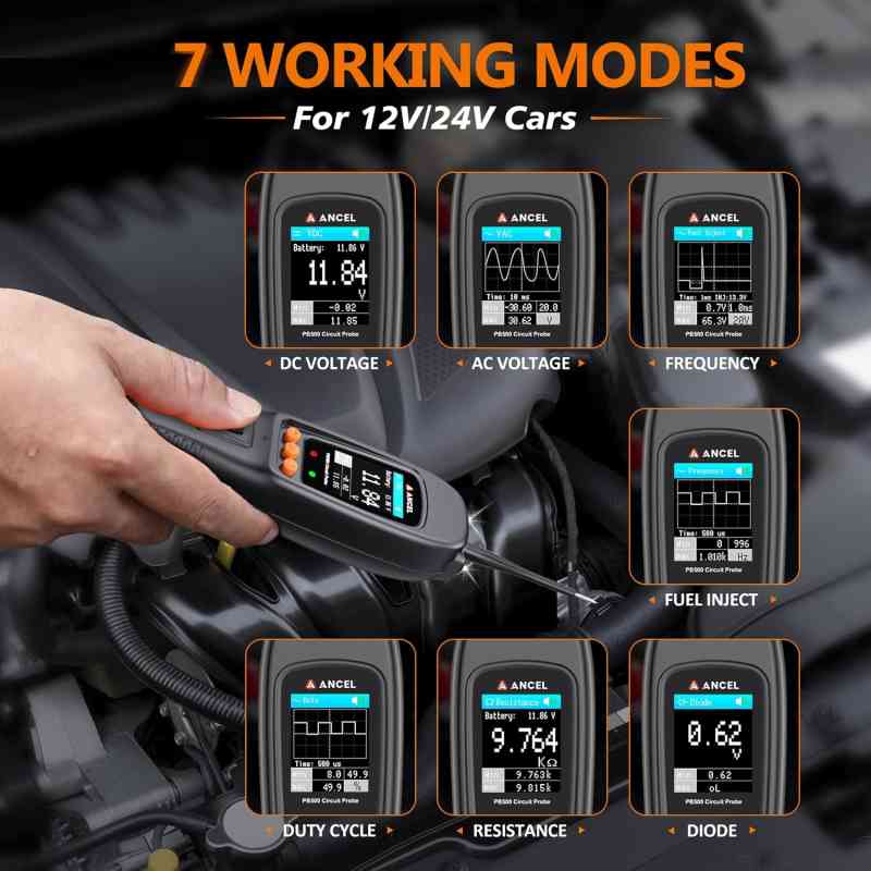 ANCEL PB500 Battery Analyzer | Tes Aki 12V & 24V | CCA 100–2000 | Tes Alternator & Starter