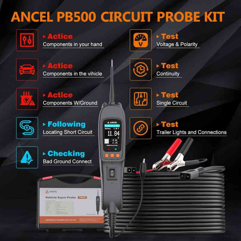 ANCEL PB500 Battery Analyzer | Tes Aki 12V & 24V | CCA 100–2000 | Tes Alternator & Starter