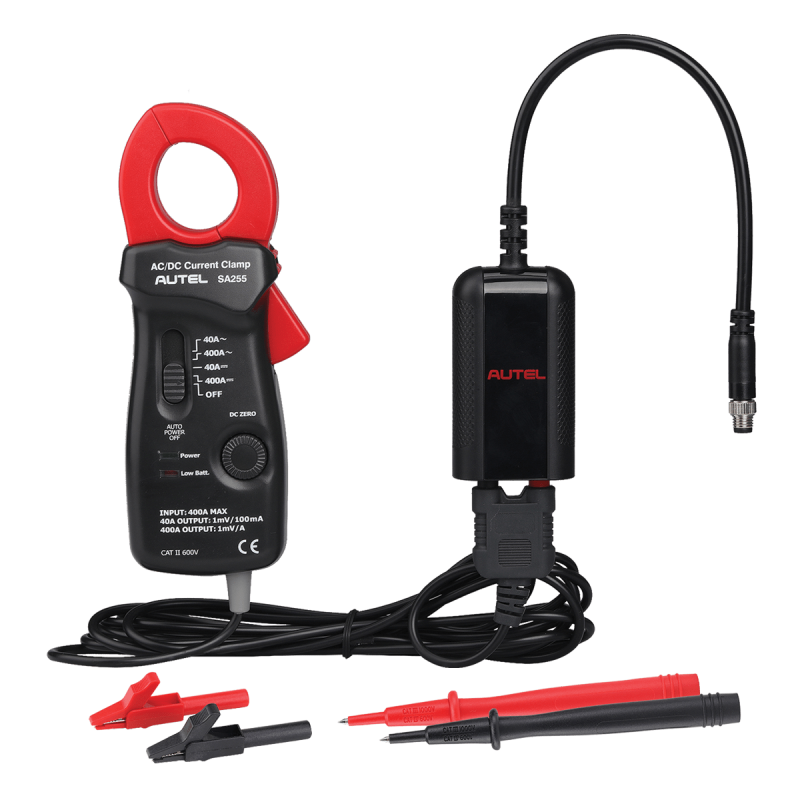 AUTEL MaxiBAS BTAK Battery Tester Accessory Kit M100 Digital Multimeter 400A Current Clamp, Probes and Leads