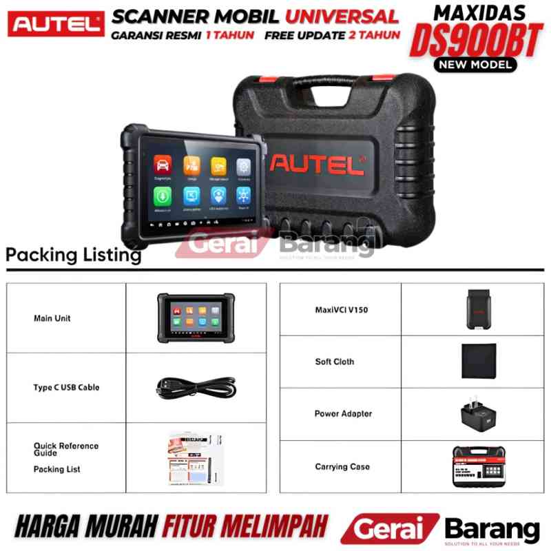 AUTEL MaxiDAS DS900BT Scanner Mobil universal dengan VCI Bluetooth versi Baru AUTEL MaxiDAS DS900