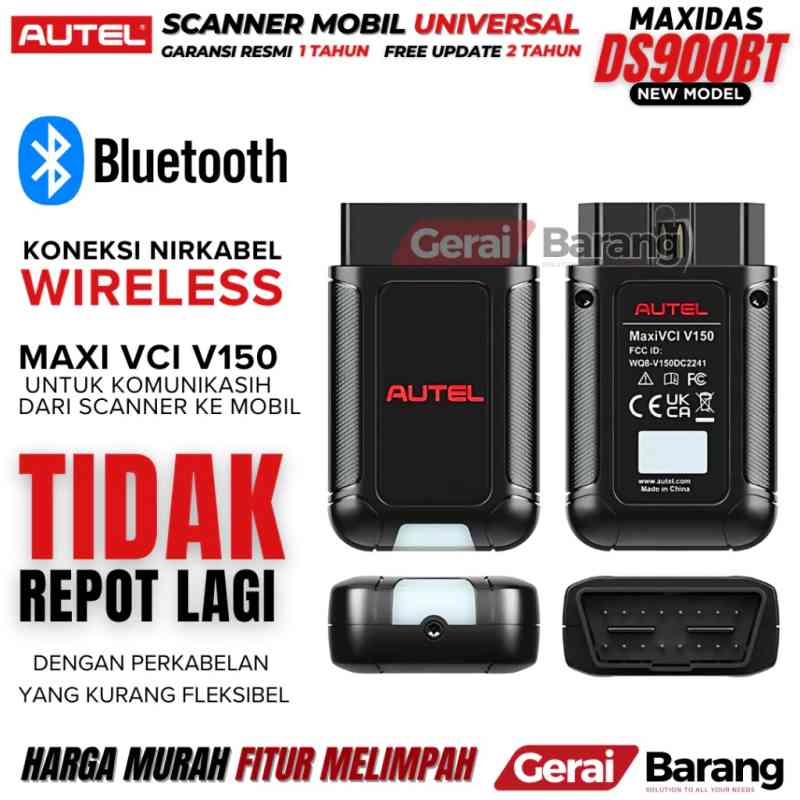 AUTEL MaxiDAS DS900BT Scanner Mobil universal dengan VCI Bluetooth versi Baru AUTEL MaxiDAS DS900