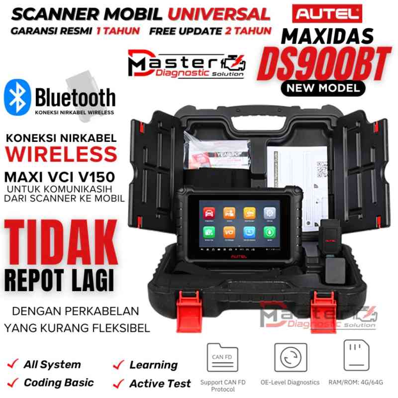 AUTEL MaxiDAS DS900BT Scanner Mobil universal dengan VCI Bluetooth versi Baru AUTEL MaxiDAS DS900