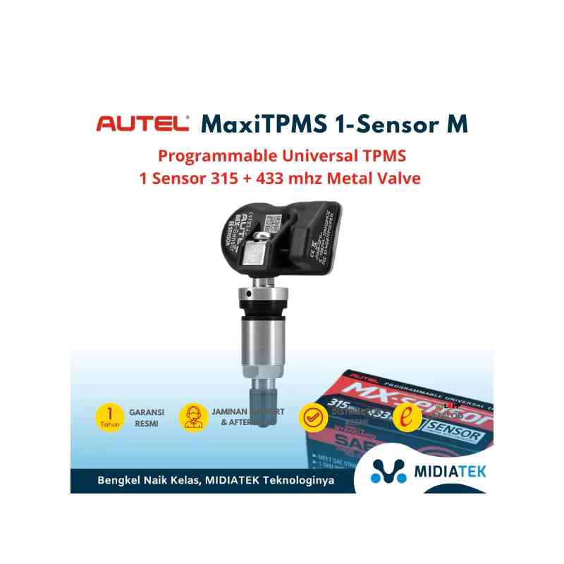 AUTEL MX-Sensor TPS218 – Dual Frequency Programmable TPMS Sensor 315 + 433 mhz Metal Valve