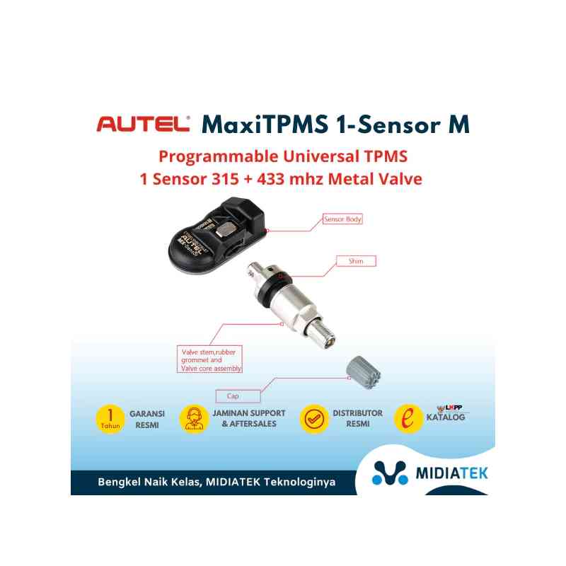 AUTEL MX-Sensor TPS218 – Dual Frequency Programmable TPMS Sensor 315 + 433 mhz Metal Valve