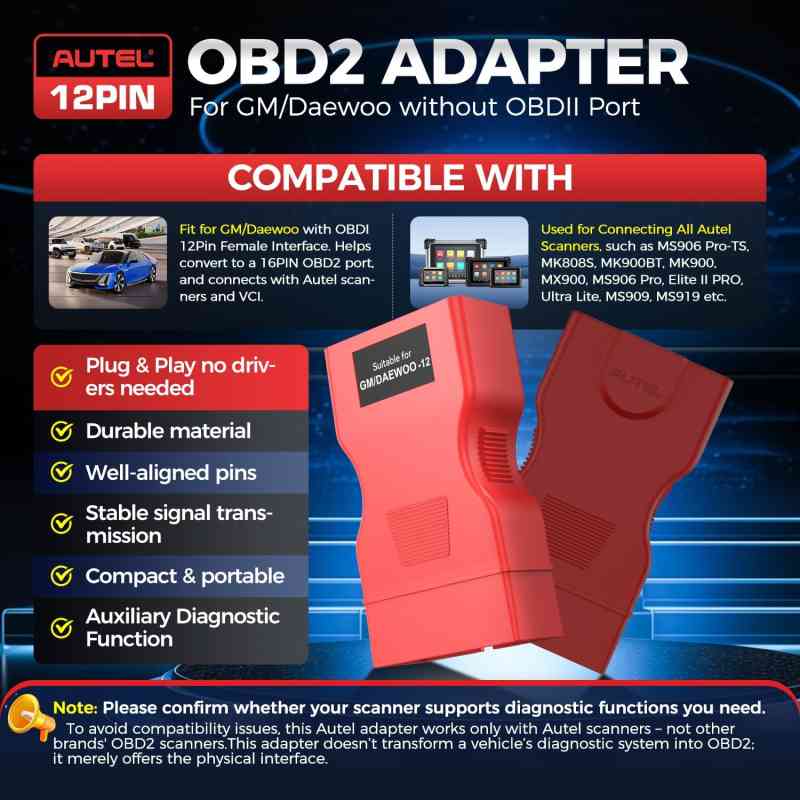 Kabel Adaptor OBD2 16 pin to 12 pin GM Daewoo