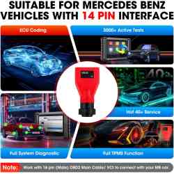 Kabel Adaptor OBD2 ke Konektor Mercedes Benz 14 Pin AUTEL